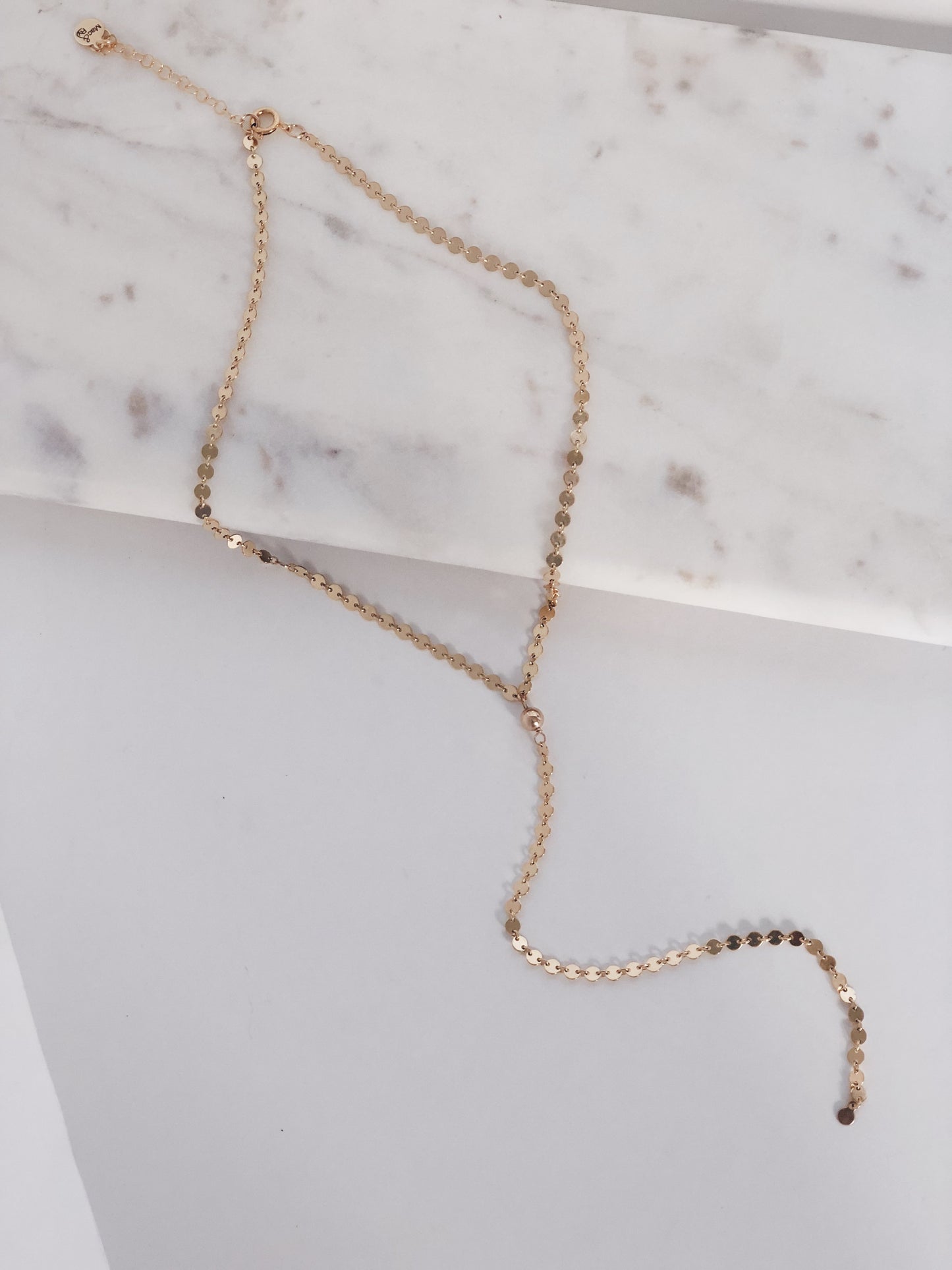 14k Gold Filled Sphere Disc Y Necklace