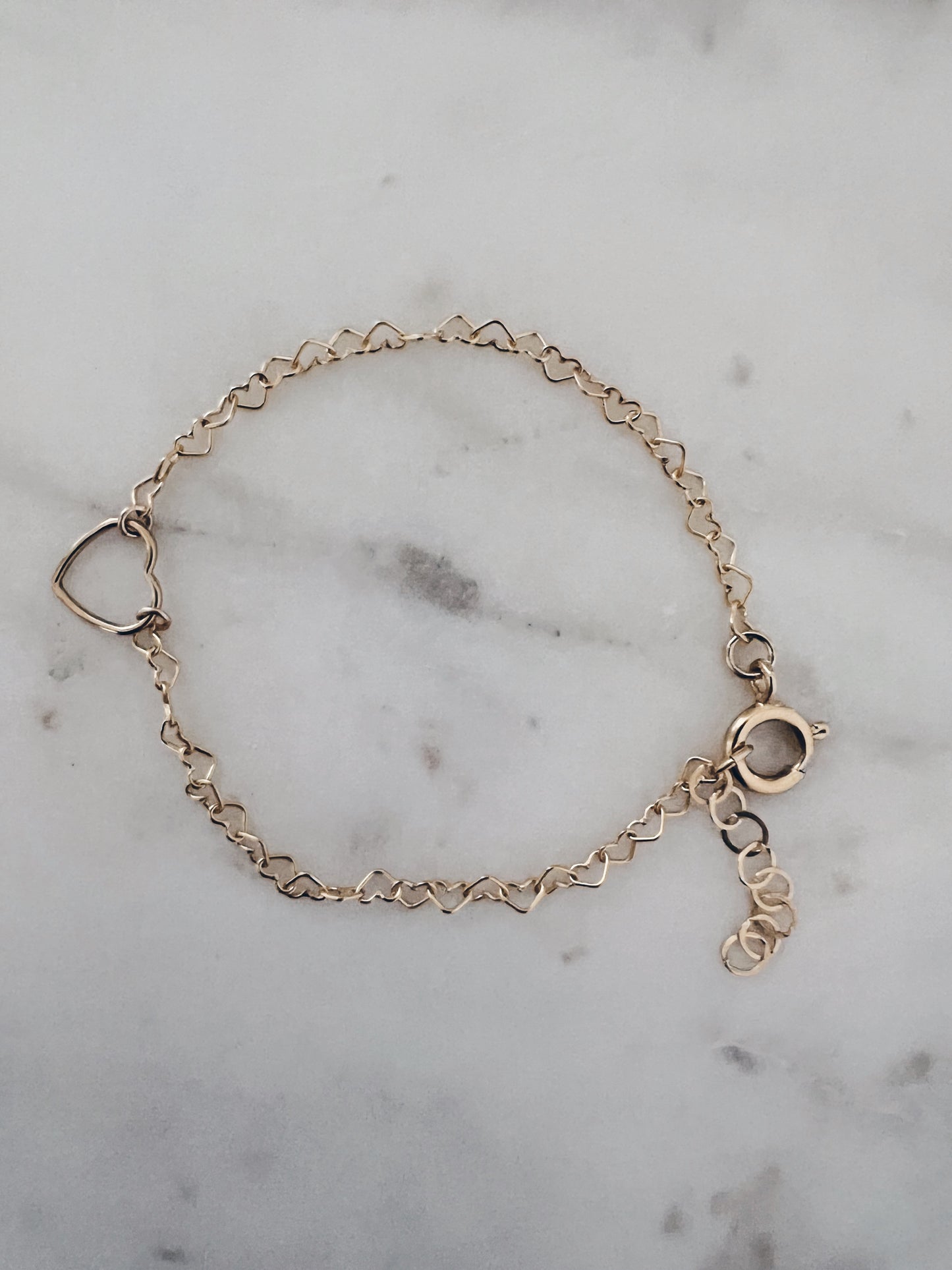 14k Gold Filled Dainty Heart Bracelet