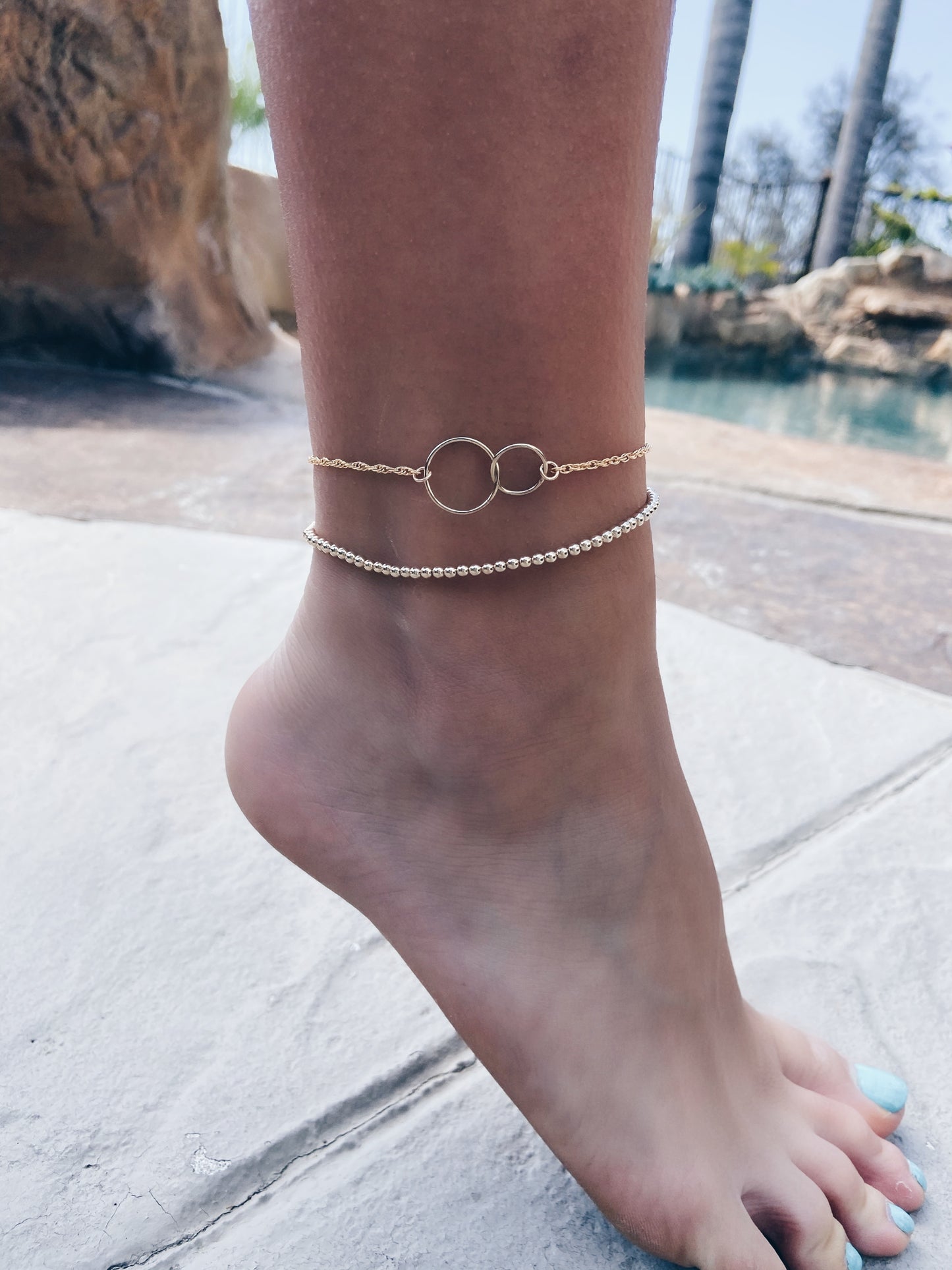 14k Gold Filled Beaded Anklet