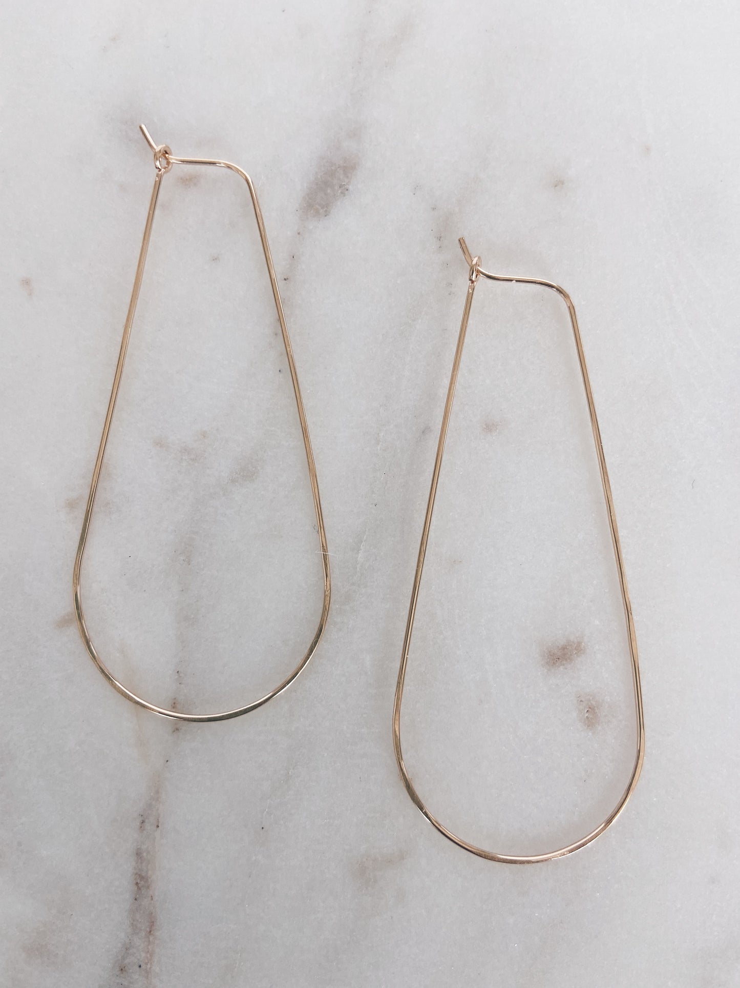 14k Gold Filled Long Drop Hoops