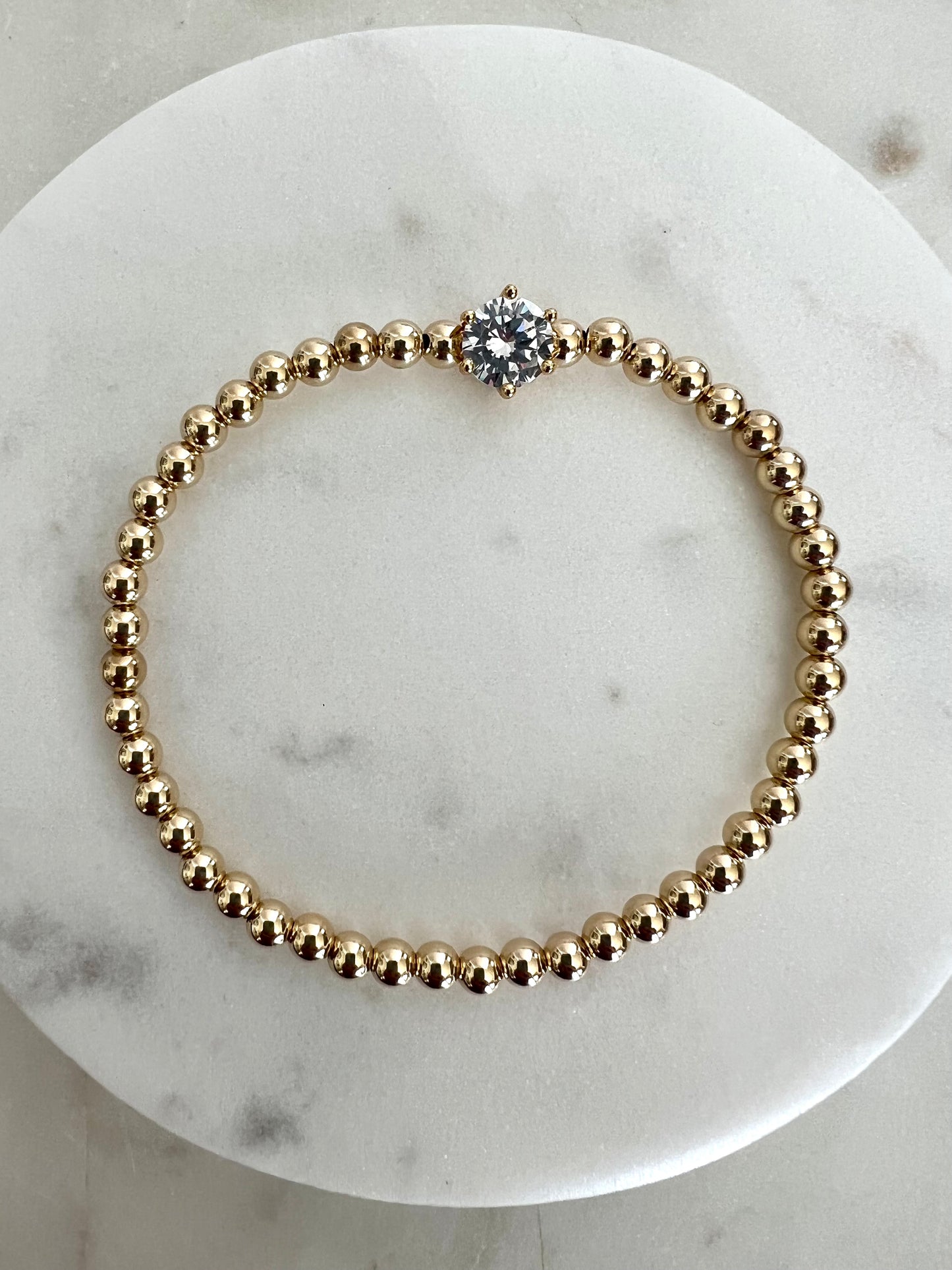 Solitaire CZ Beaded Bracelet