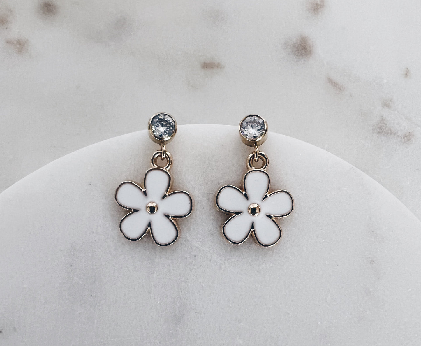 Enamel Daisy & CZ Earrings + More Colors