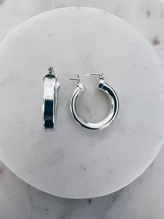 Sterling Silver Chunky Hollow Hoops