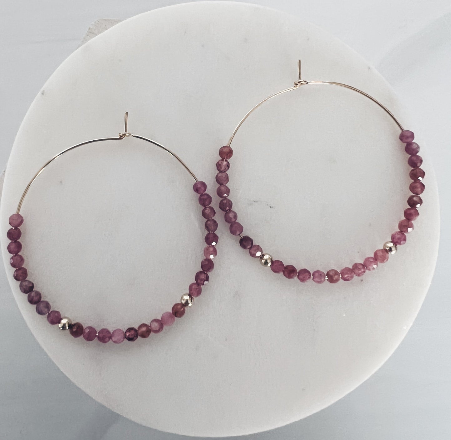 Pink Tourmaline Hoops