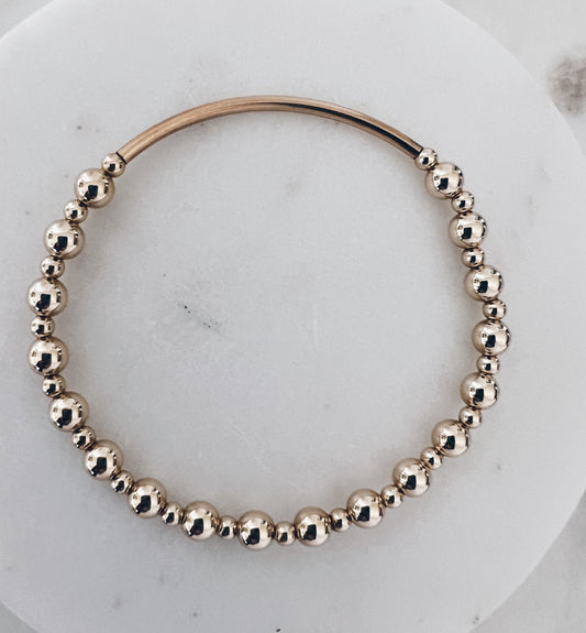 14k Gold Filled Bead and Bar Bracelet