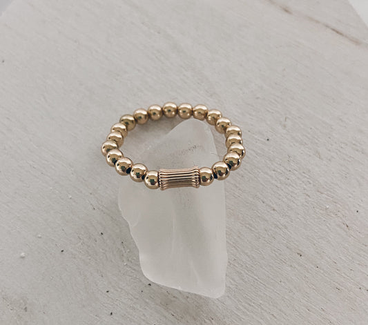 14k Gold Filled Beaded Groovy Ring