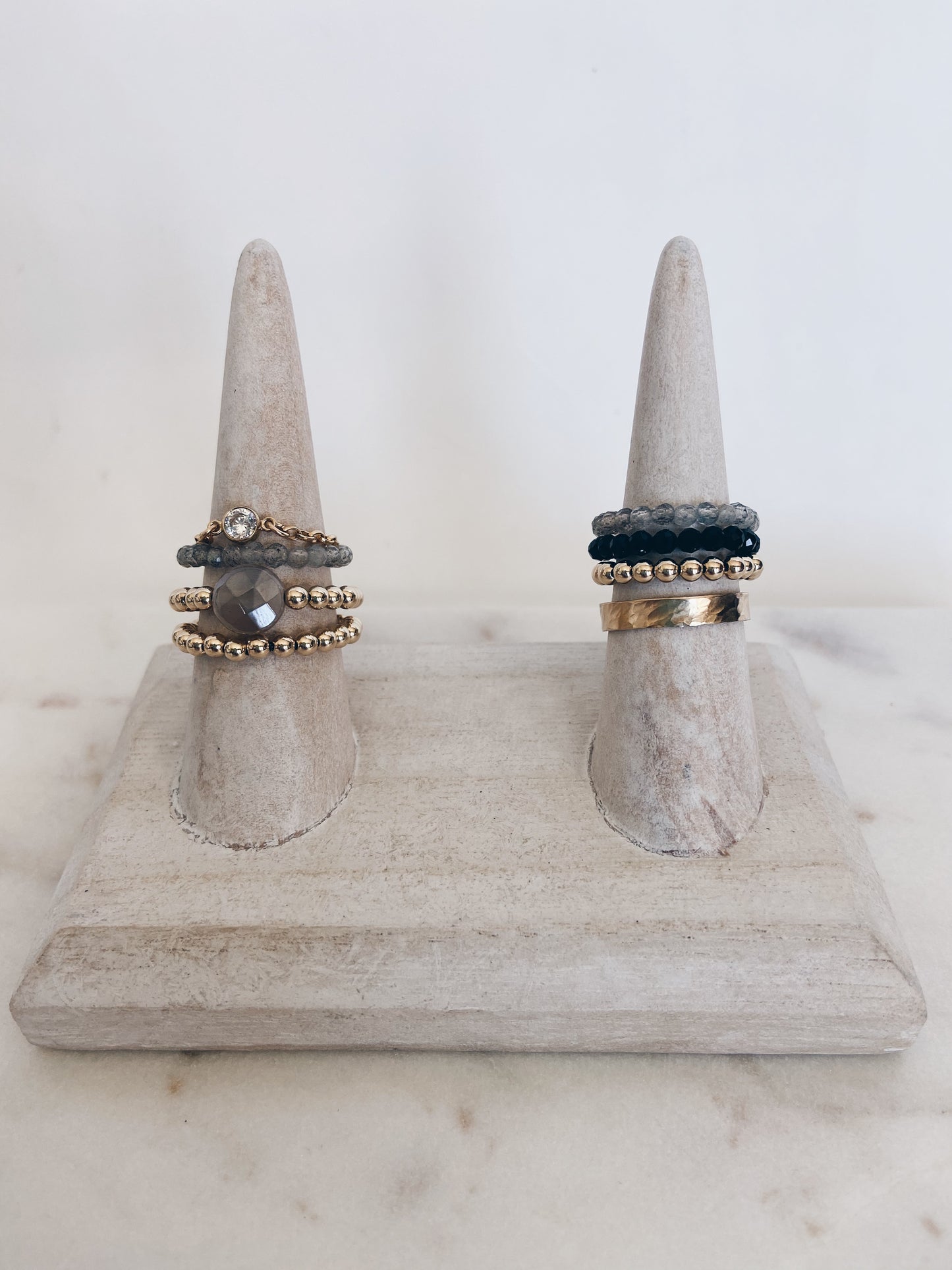Black Spinel Beaded Ring