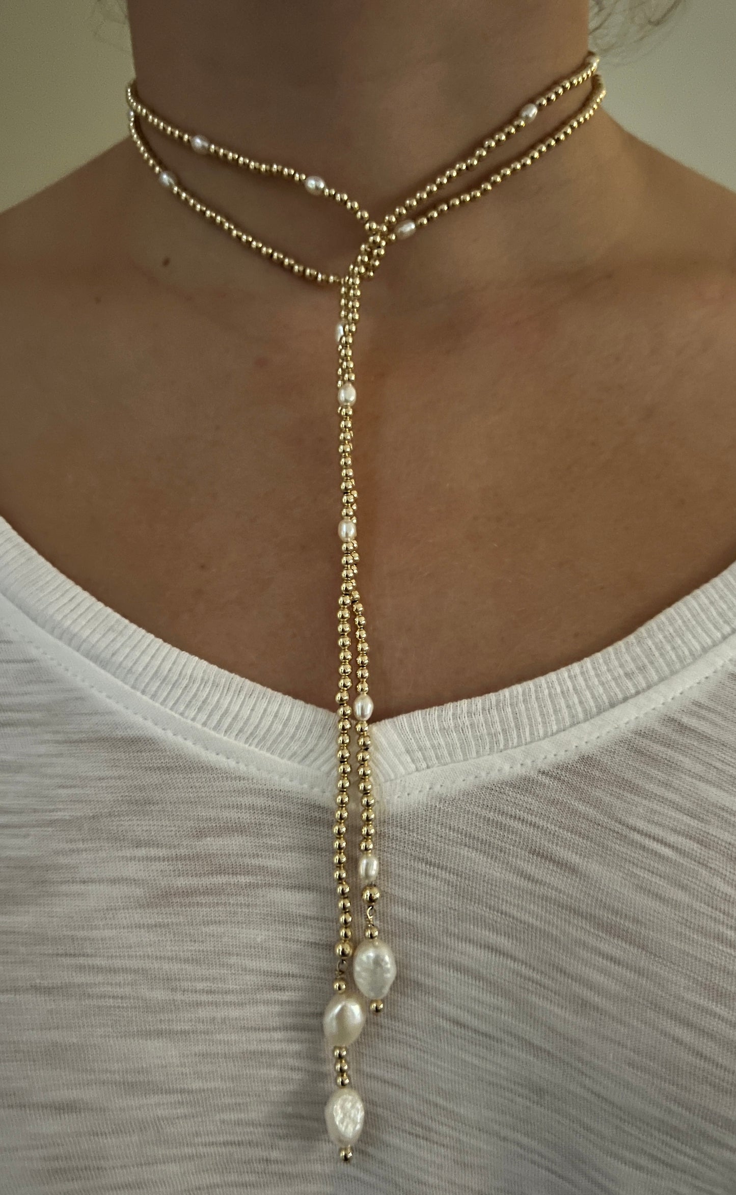 Gold Lariat Wrap Necklace - Wear 4+ more Ways