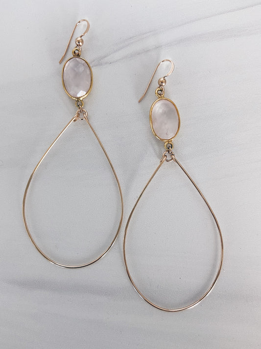 Rose Quartz Gemstone Hoops