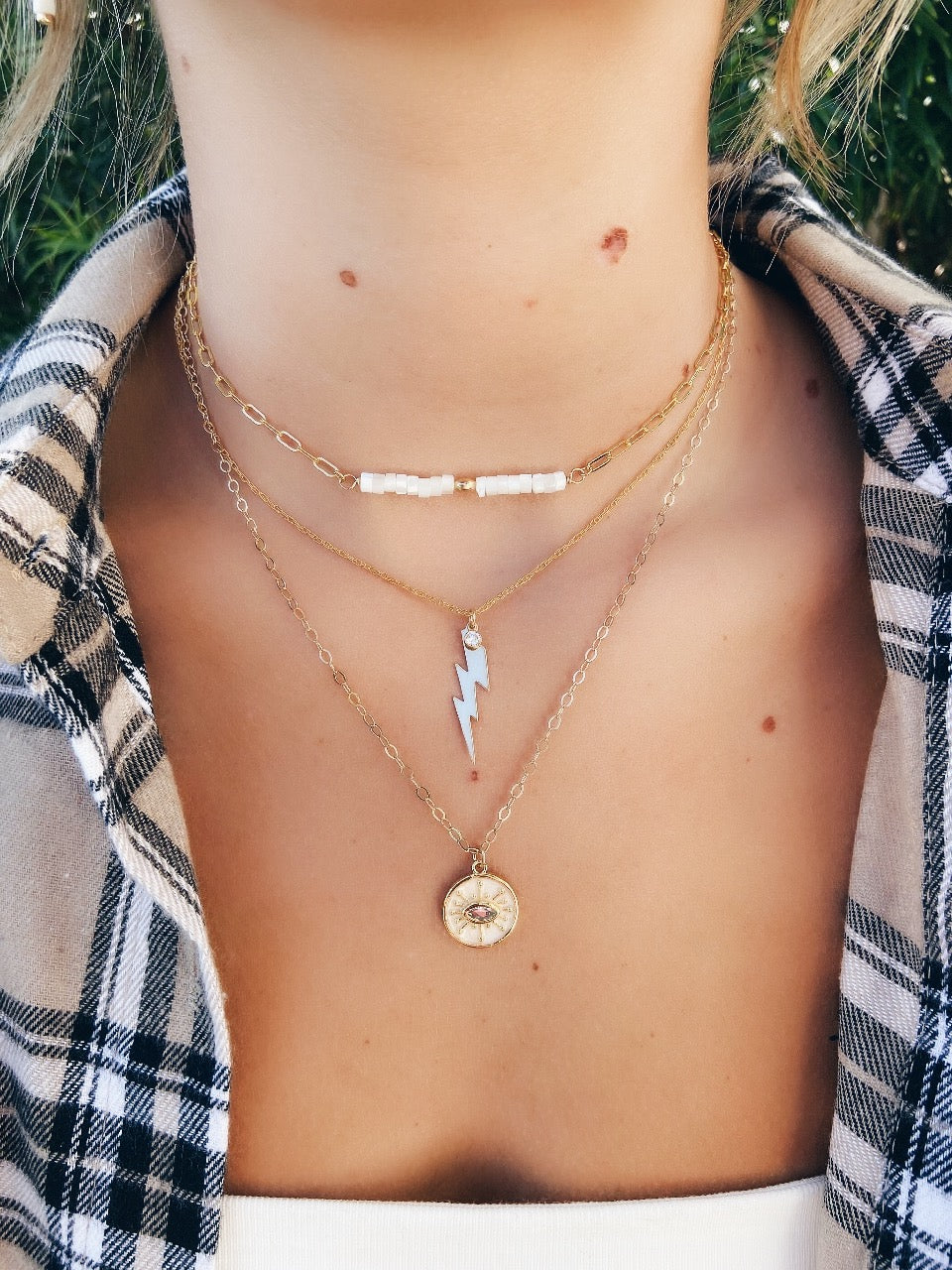 Pearl Disc Bar Necklace