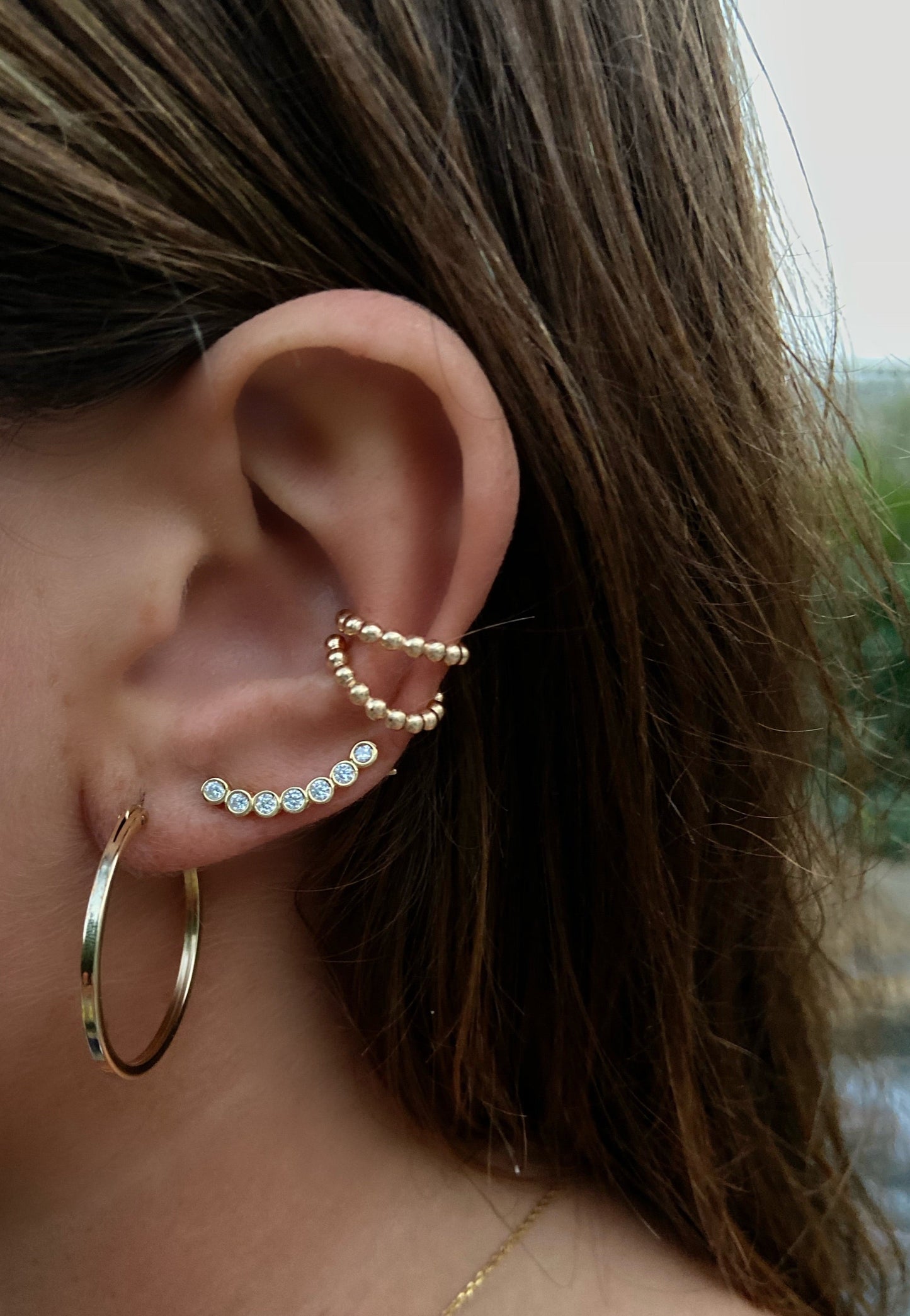 14k Gold Filled Beaded Ear Cuff