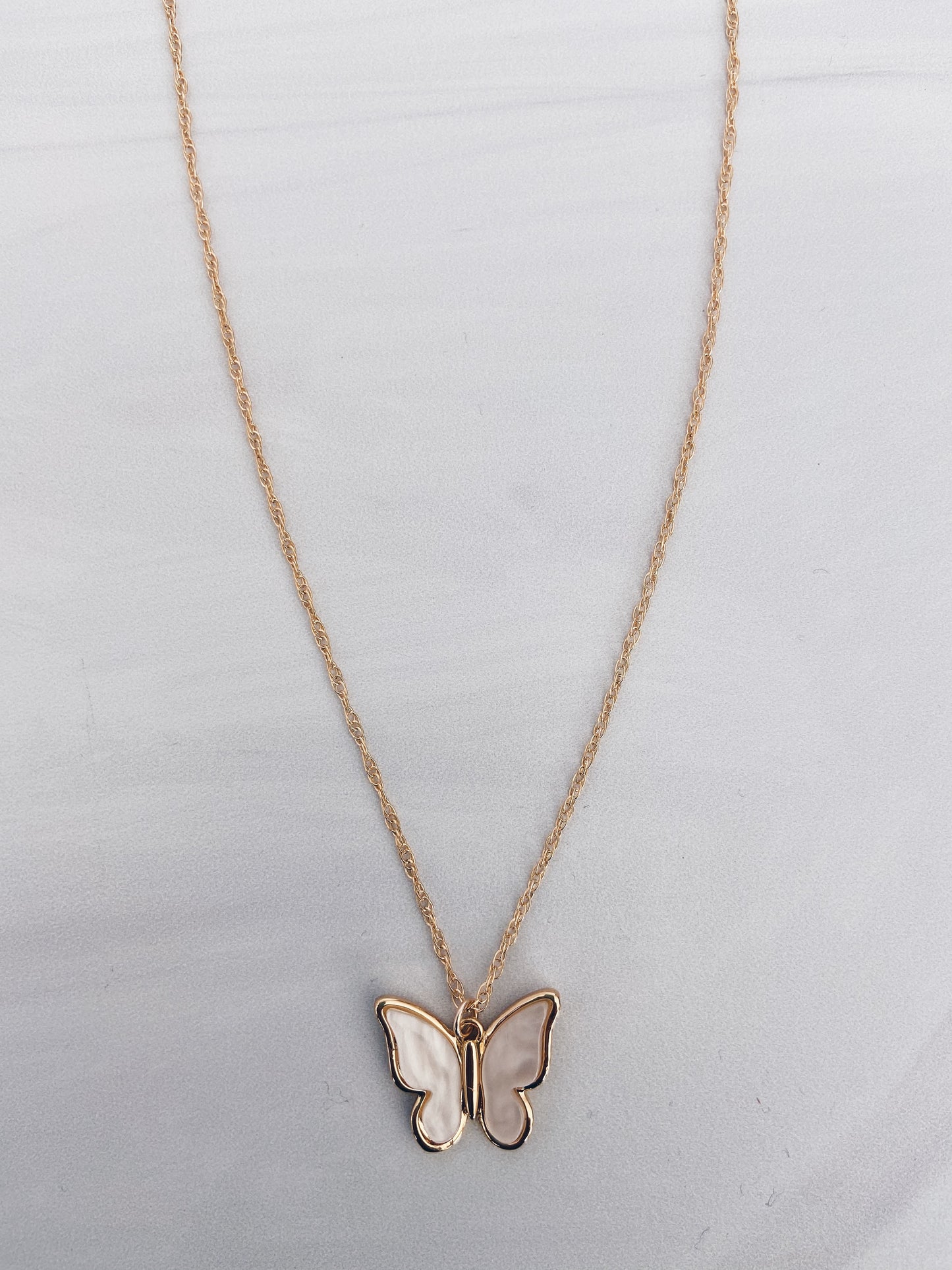 Pearlized Enamel Butterfly Necklace + More Colors