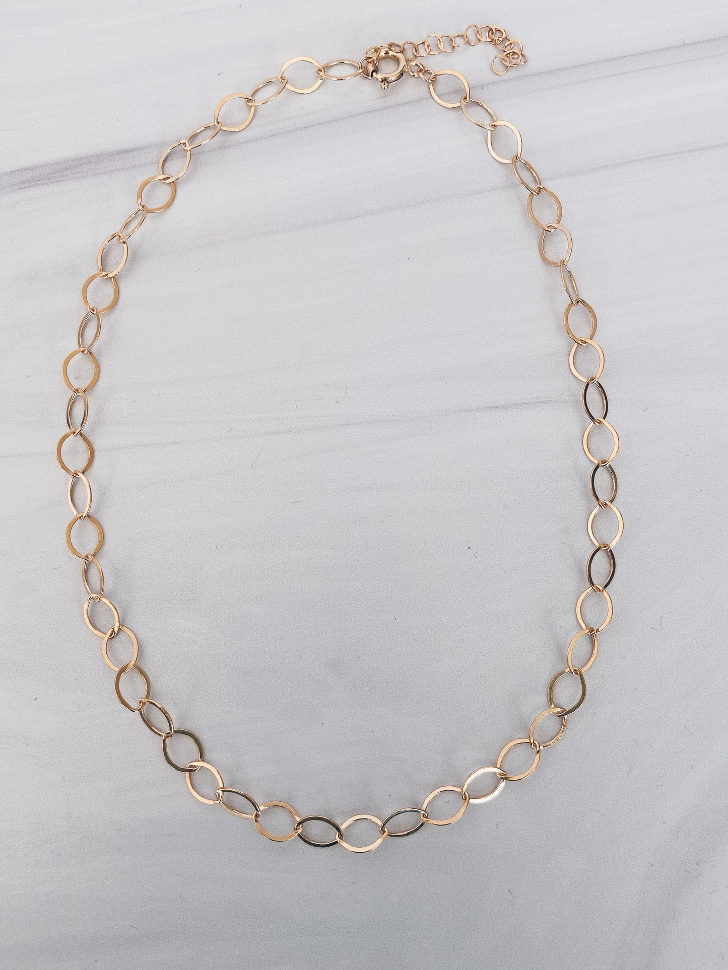 14k Gold Filled Flat Oval Link Chain Necklace