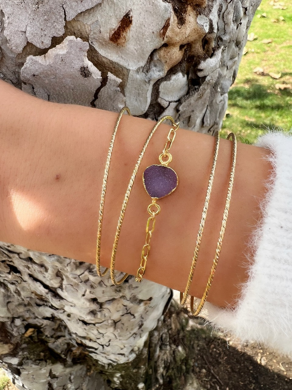 14k Gold Filled Sparkle Bangle Bracelet