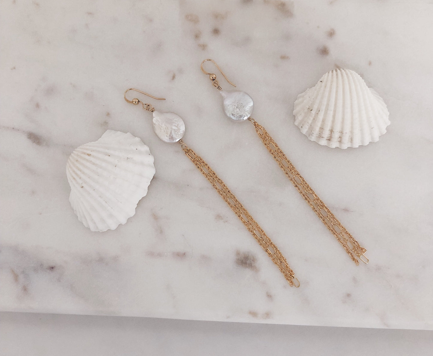 Freshwater Coin Pearl Duster Earrings