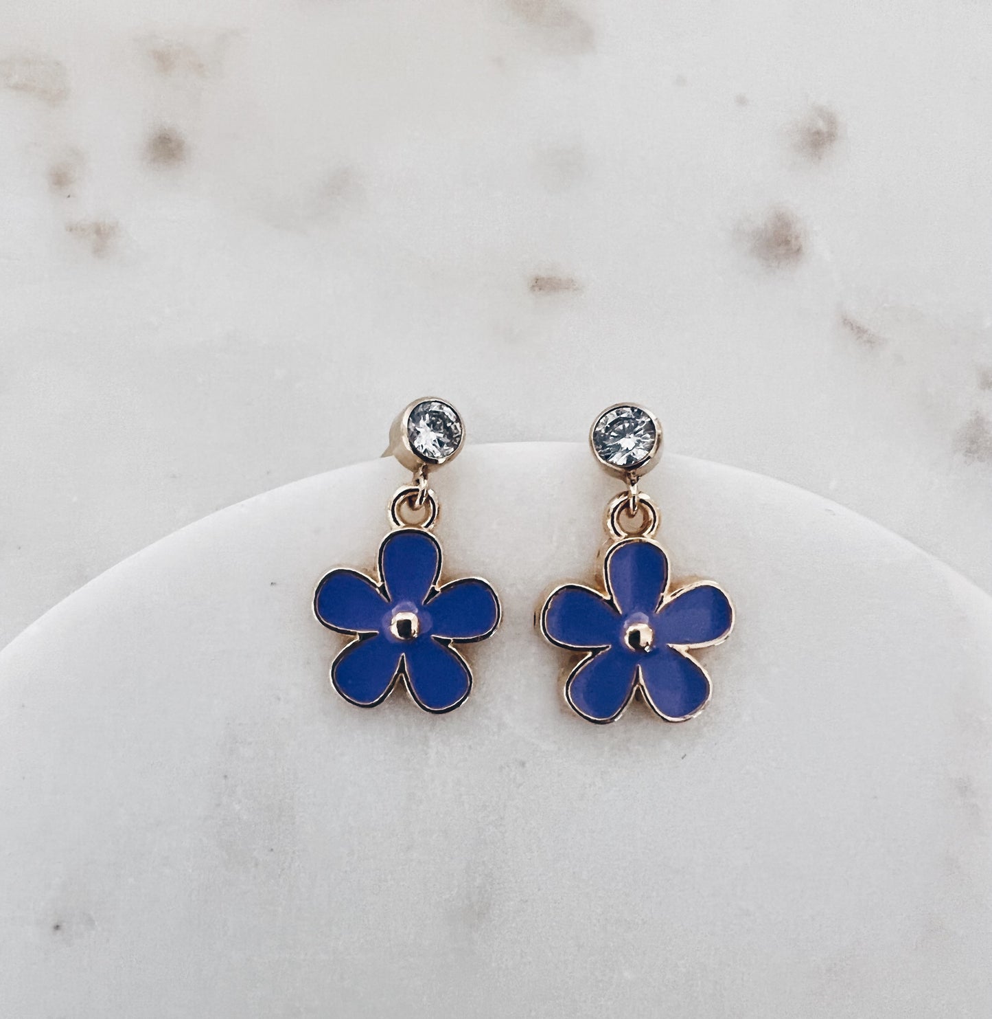 Enamel Daisy & CZ Earrings + More Colors