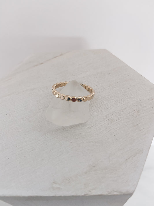 14k Gold Filled Flat Beaded Ring