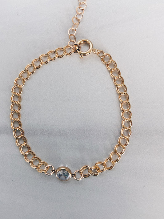 14k Gold Filled Curb Chain & CZ Anklet