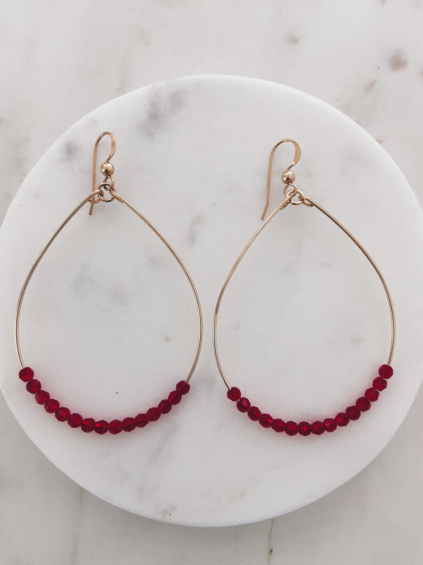 14k Gold Filled Swarovski Crystal Hoops (January & July Birthstone)