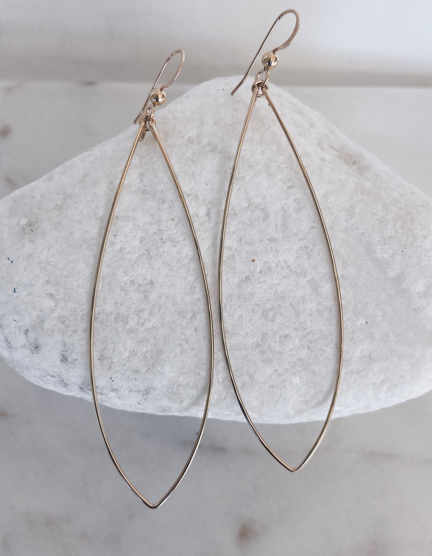 14k Gold Filled Skinny Marquis Hoop Earrings
