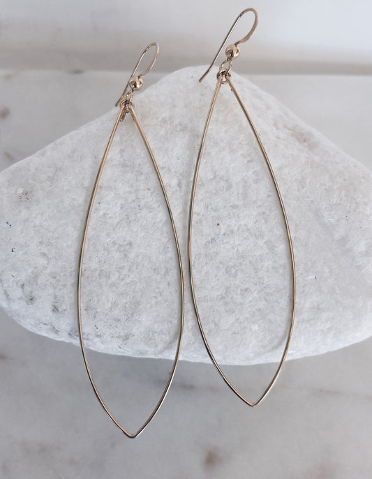 14k Gold Filled Skinny Marquis Hoop Earrings