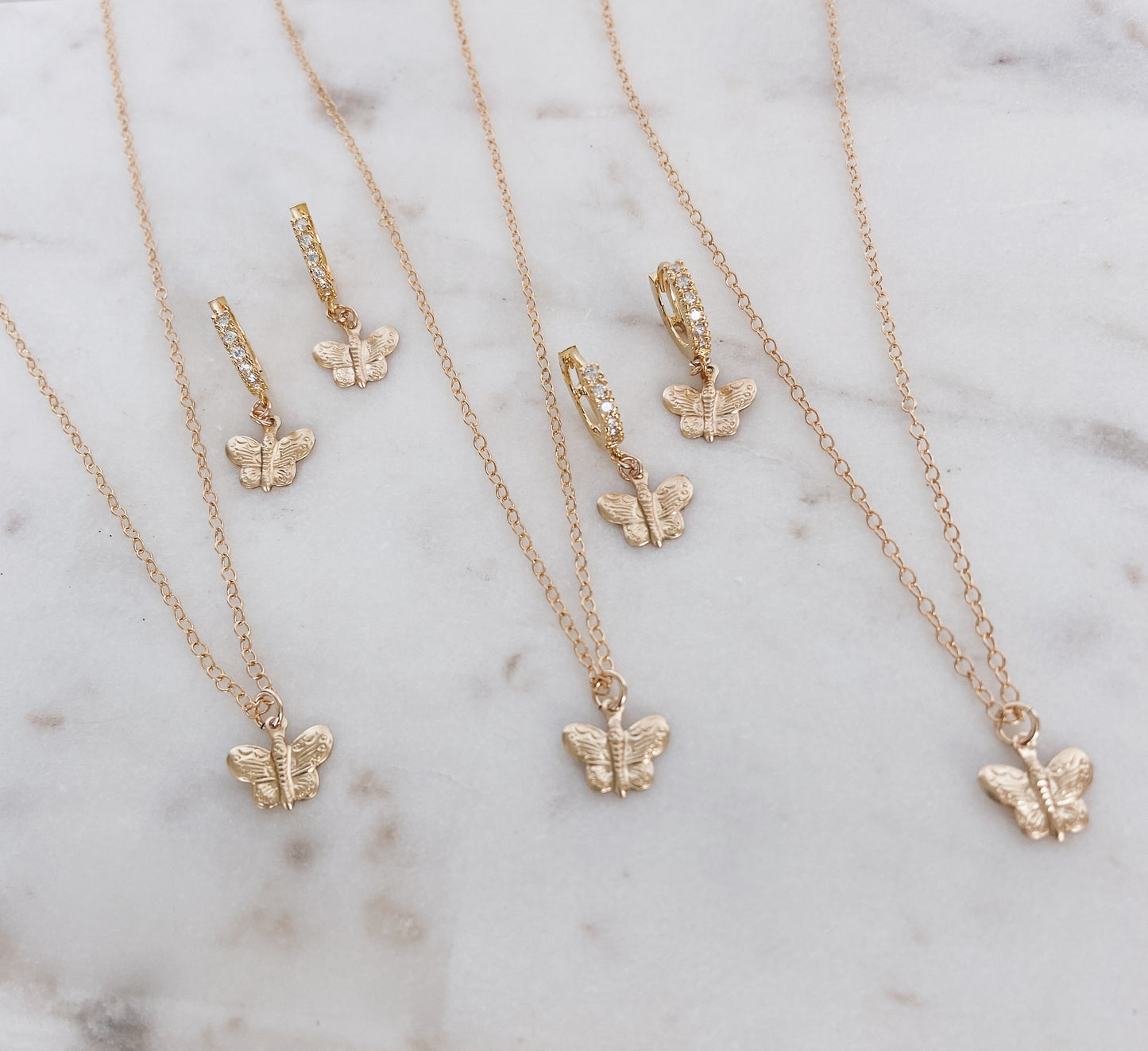 Butterfly & CZ Huggie Hoops