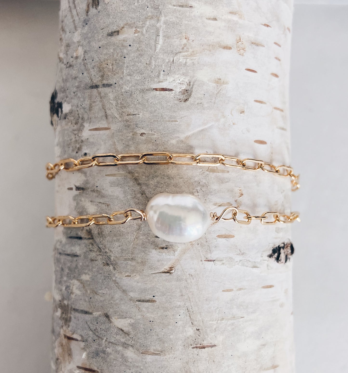 14k Gold Filled Layered Baroque Pearl Bracelet
