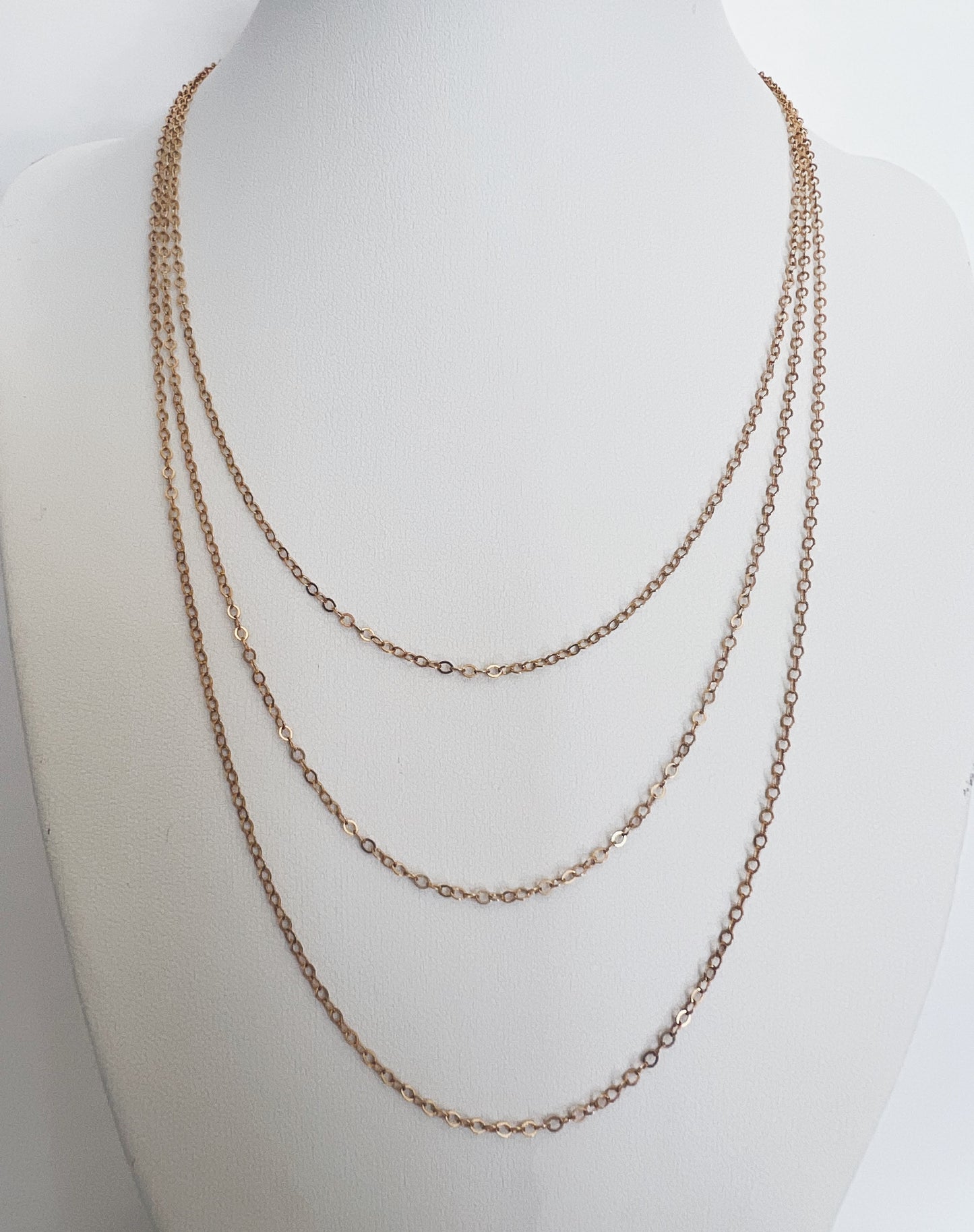 14k Gold Filled Triple Layered Chain Necklace