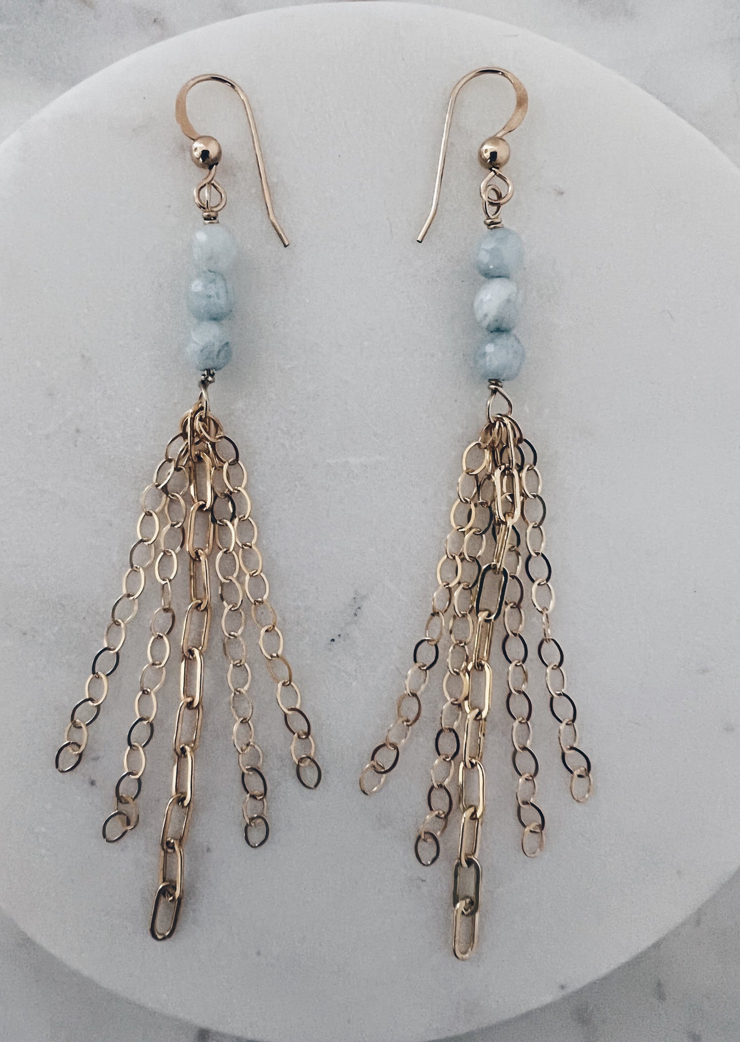 Aquamarine Tassel Earrings