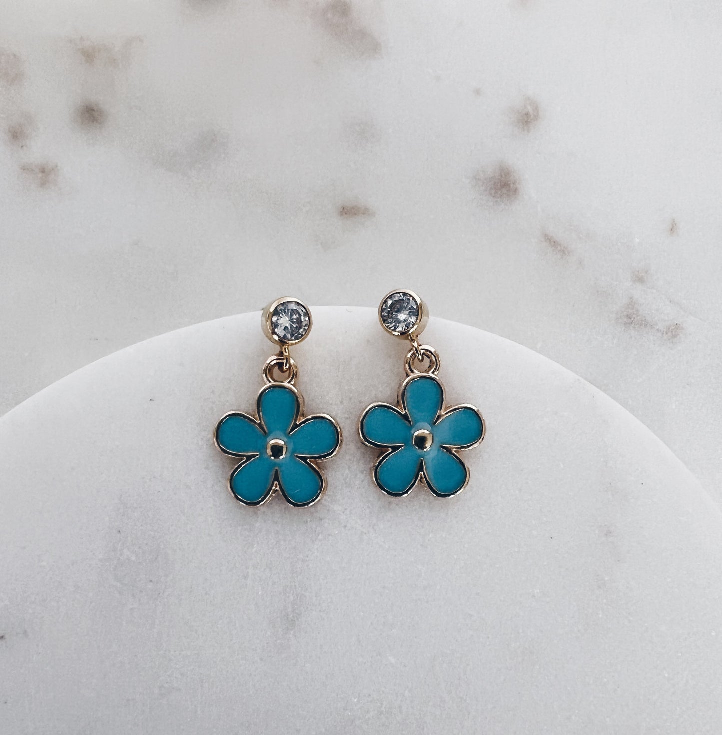 Enamel Daisy & CZ Earrings + More Colors