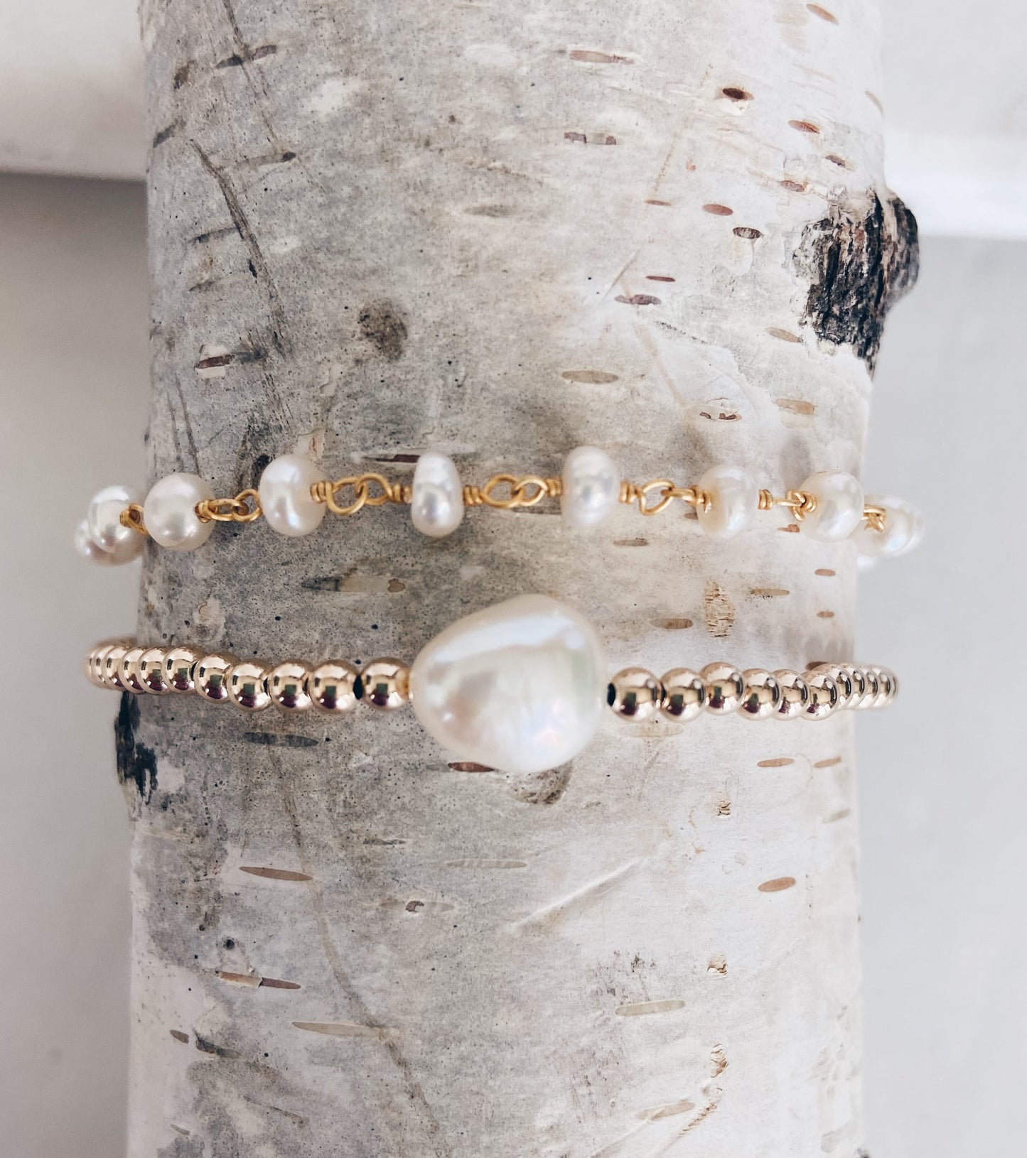 14k Gold Filled Beaded Baroque & Rosary Bracelet