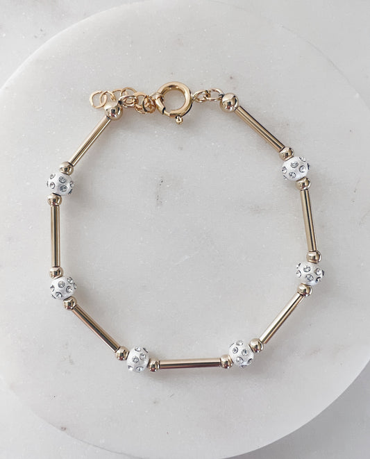 Mixed Metals Beaded CZ Bracelet