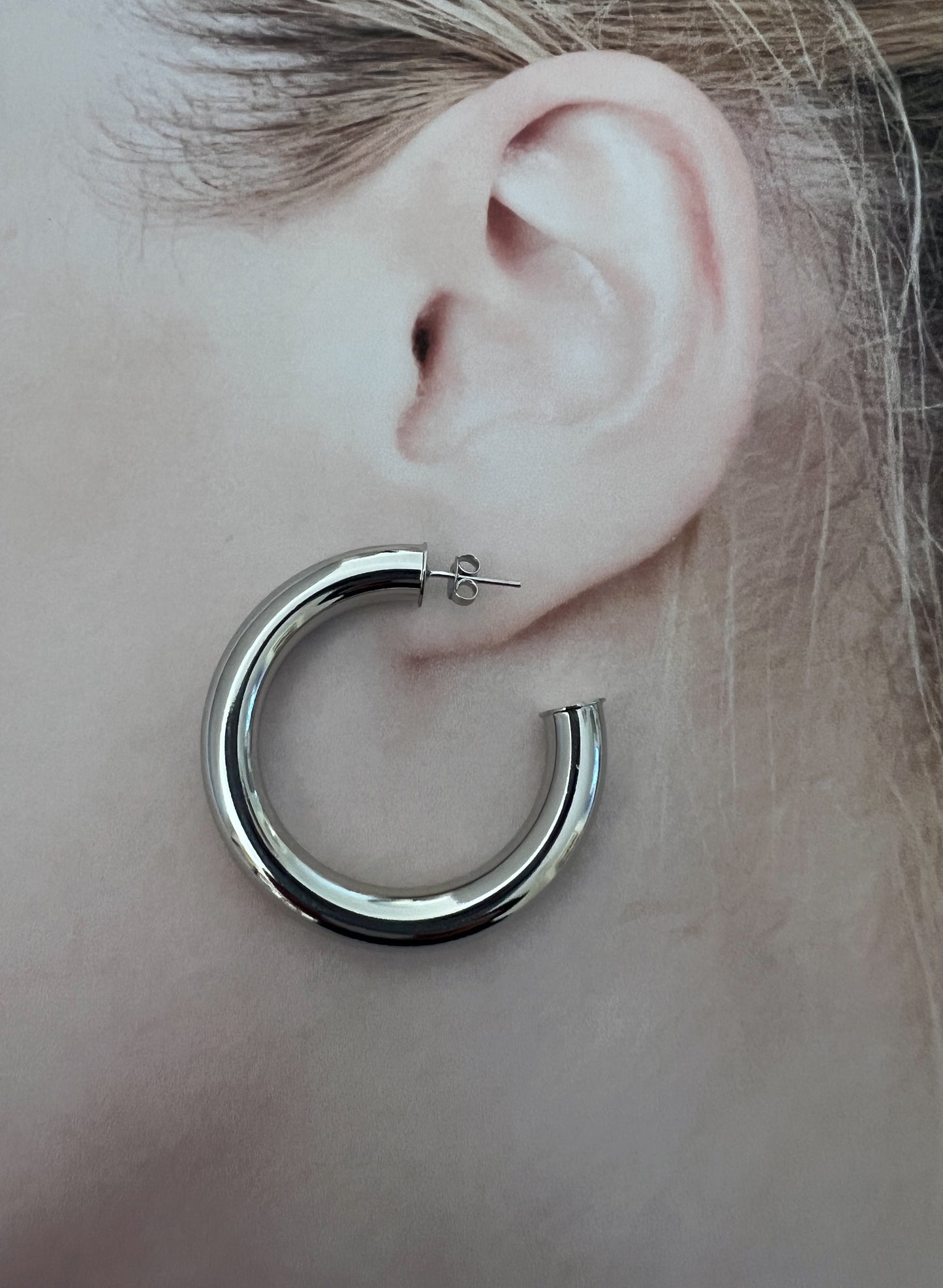 Chunky MINI Silver Hoops