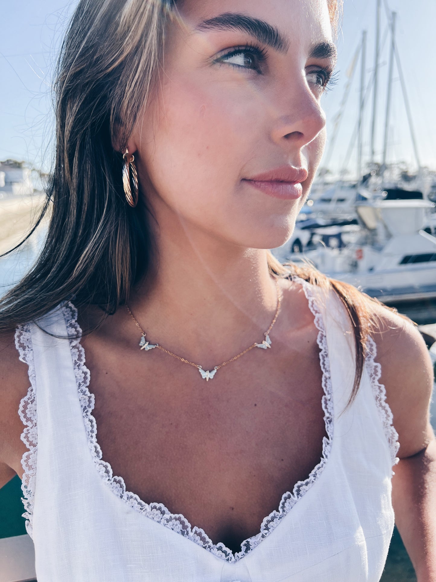 14k Gold Filled Trio Butterfly Necklace