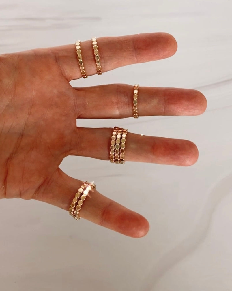 14k Gold Filled Flat Beaded Ring
