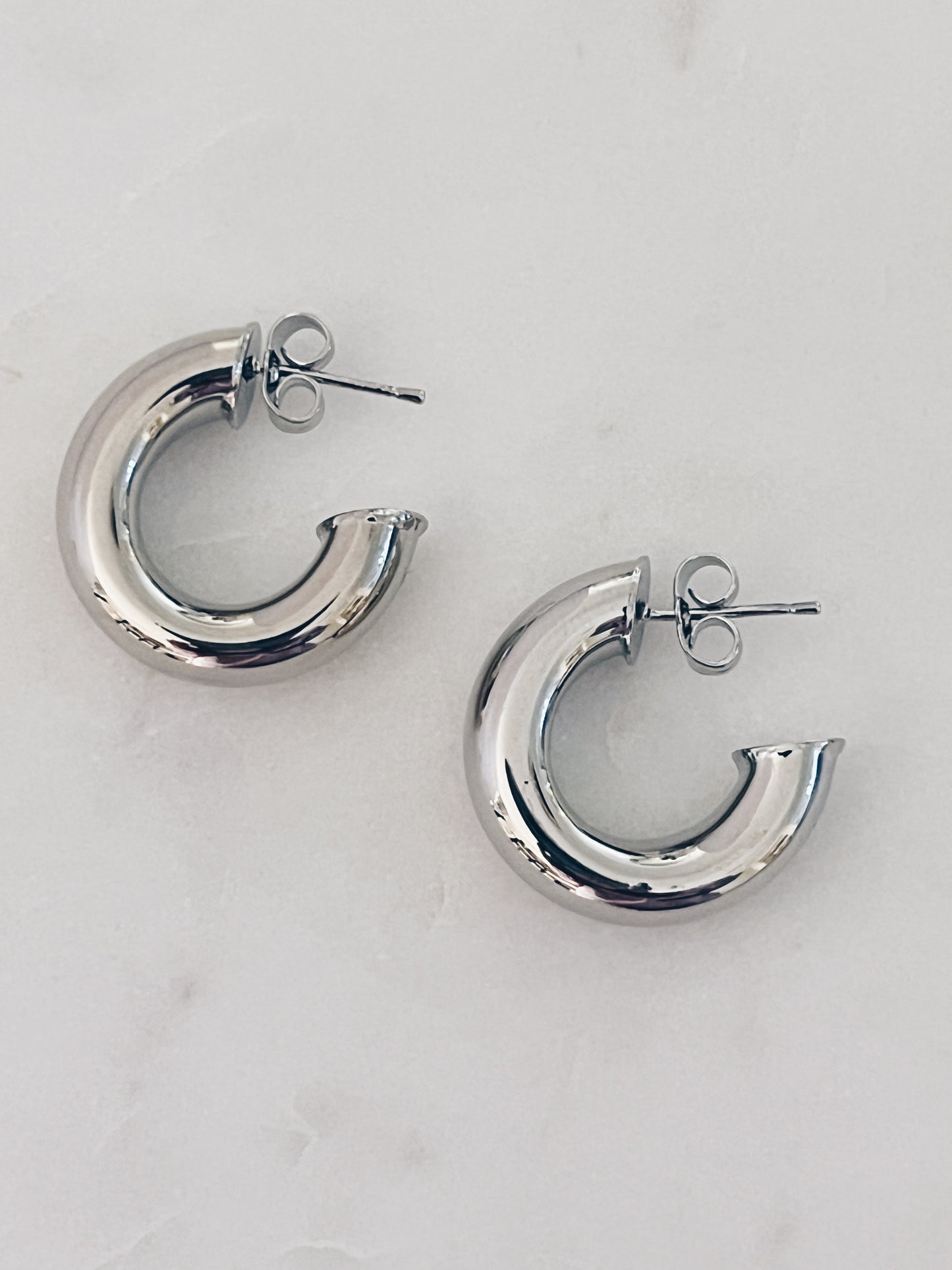 Chunky MINI Silver Hoops