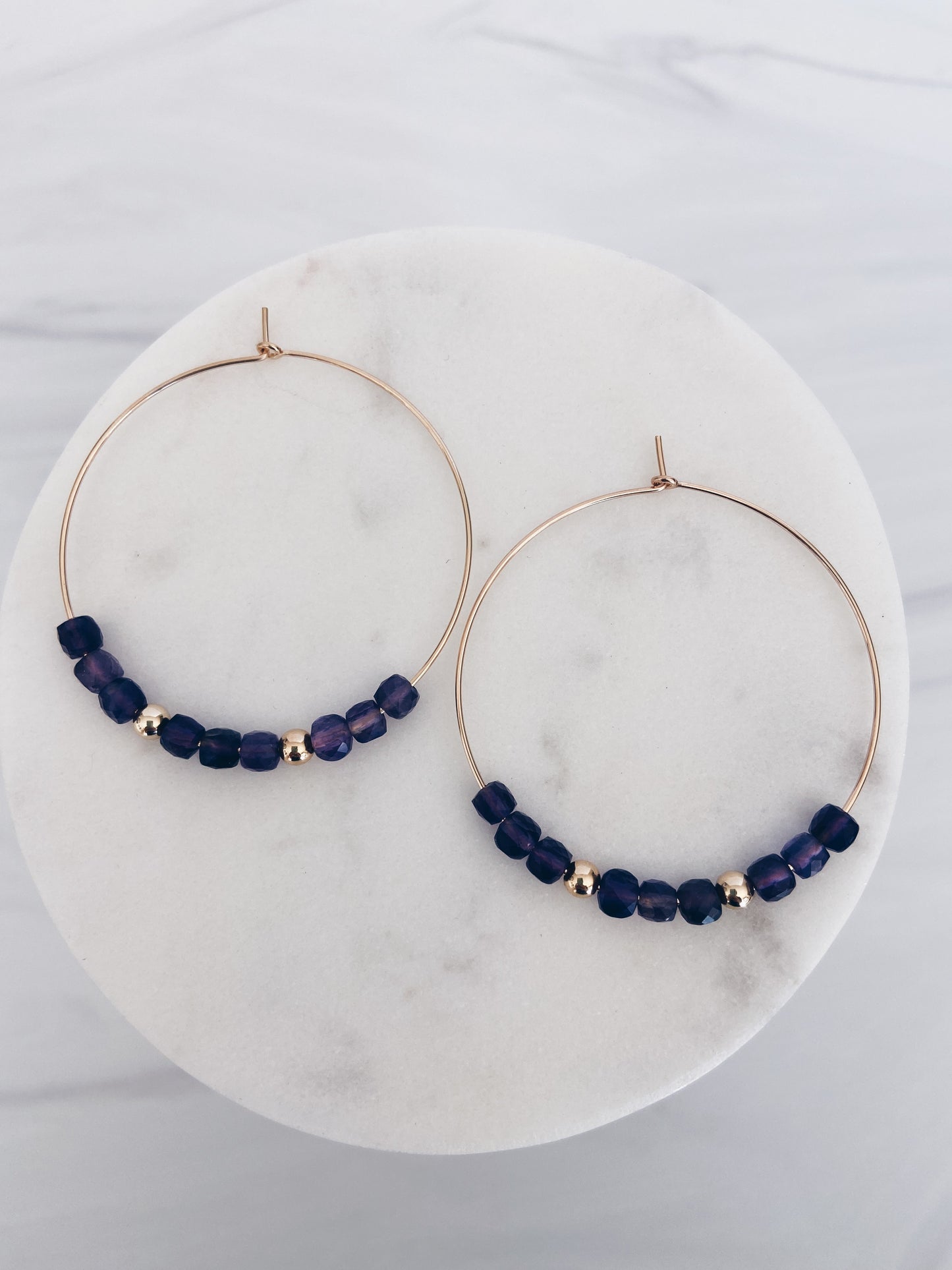 Square Gemstone Hoops + More Colors