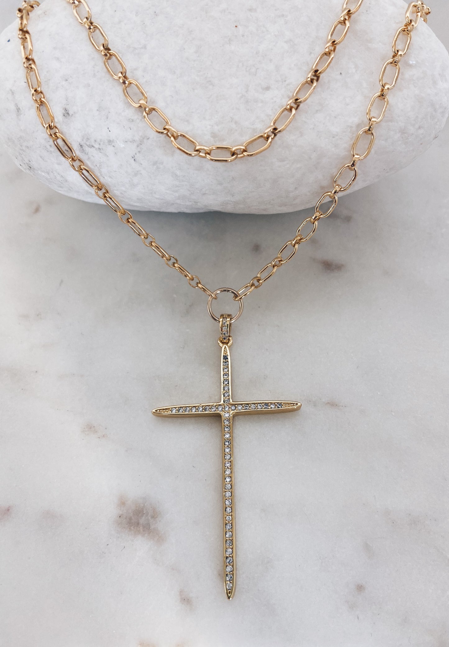 14k Gold Filled CZ Cross Necklace