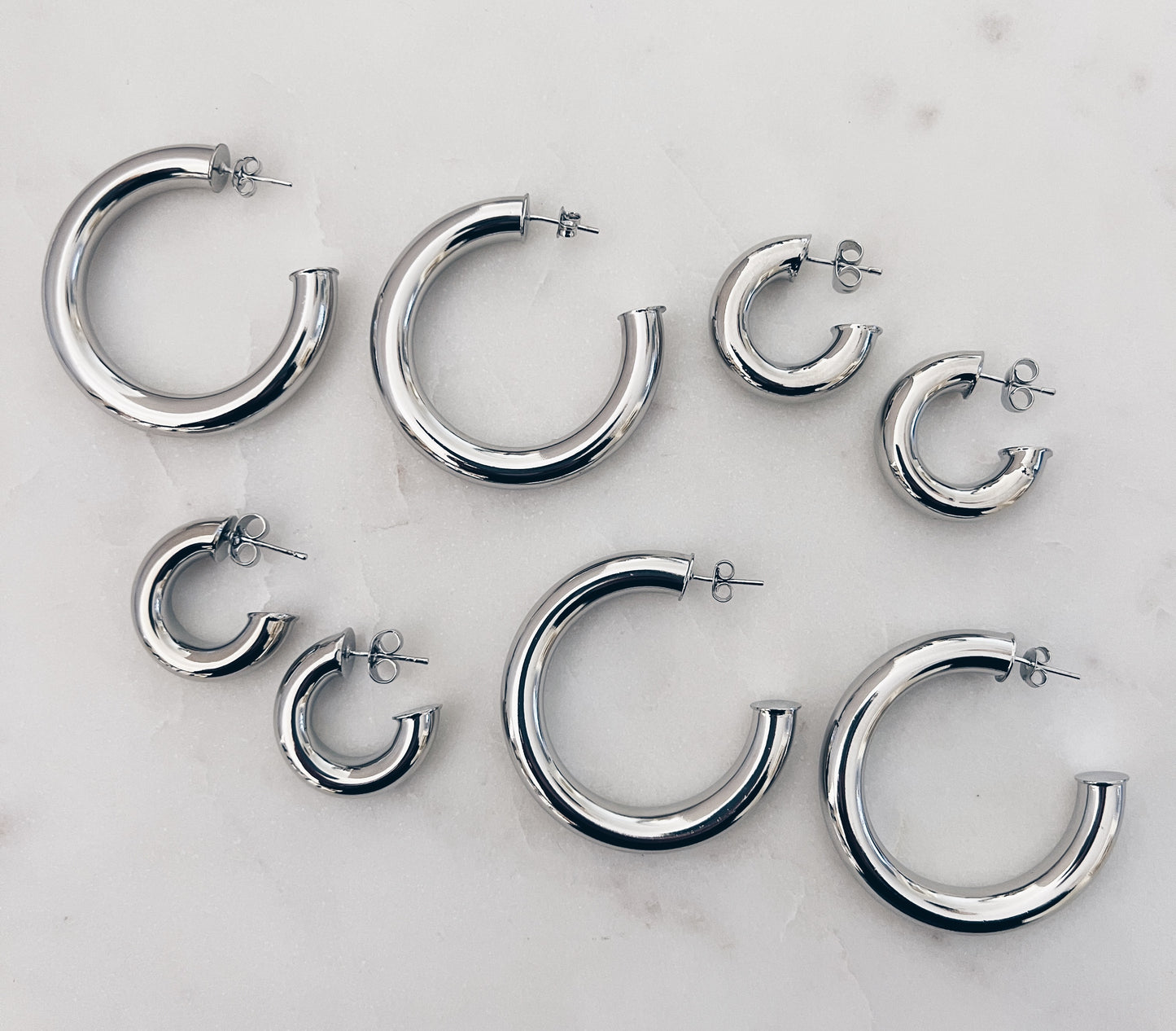 Chunky MINI Silver Hoops