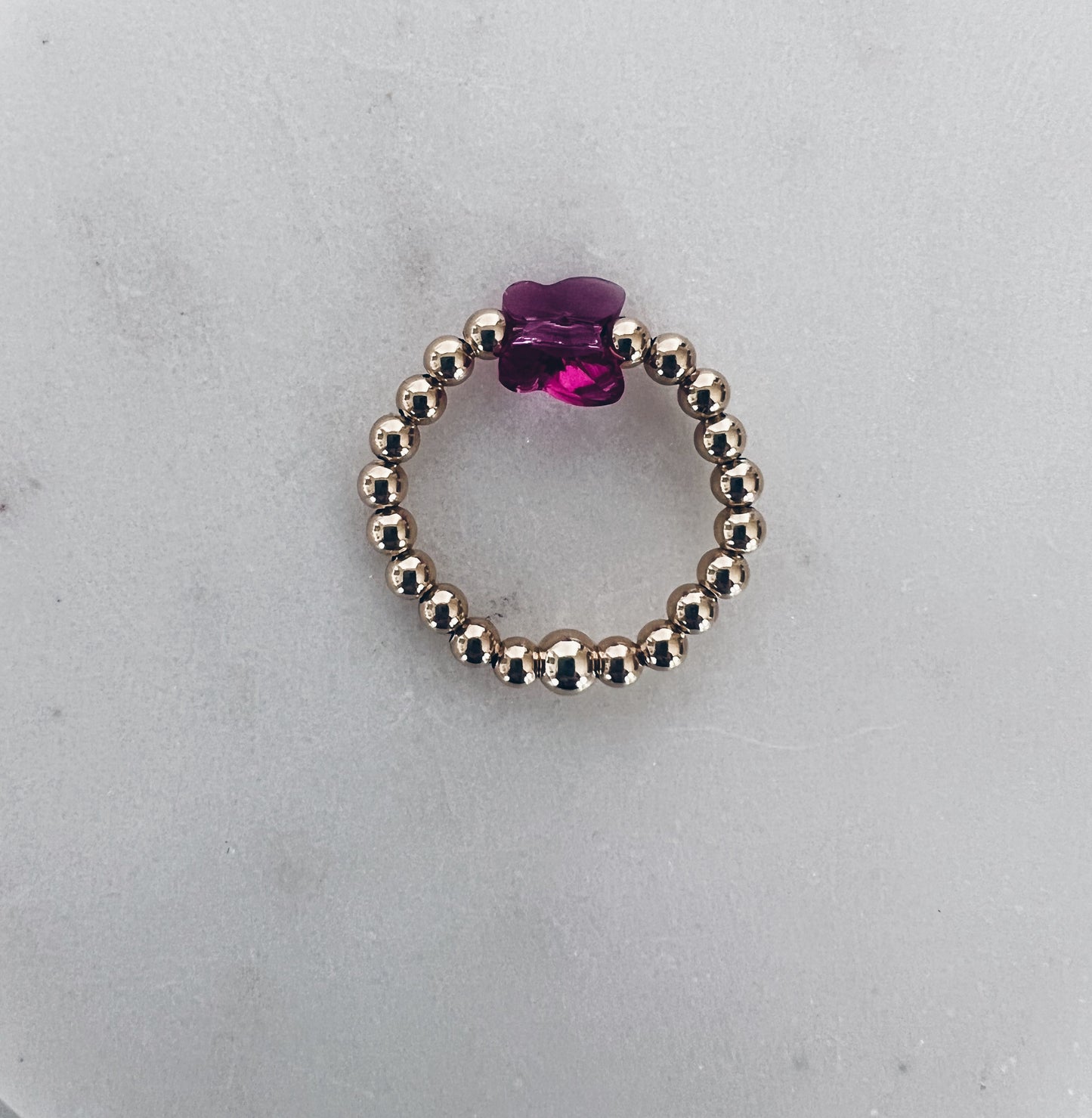 Crystal Butterfly Beaded Ring
