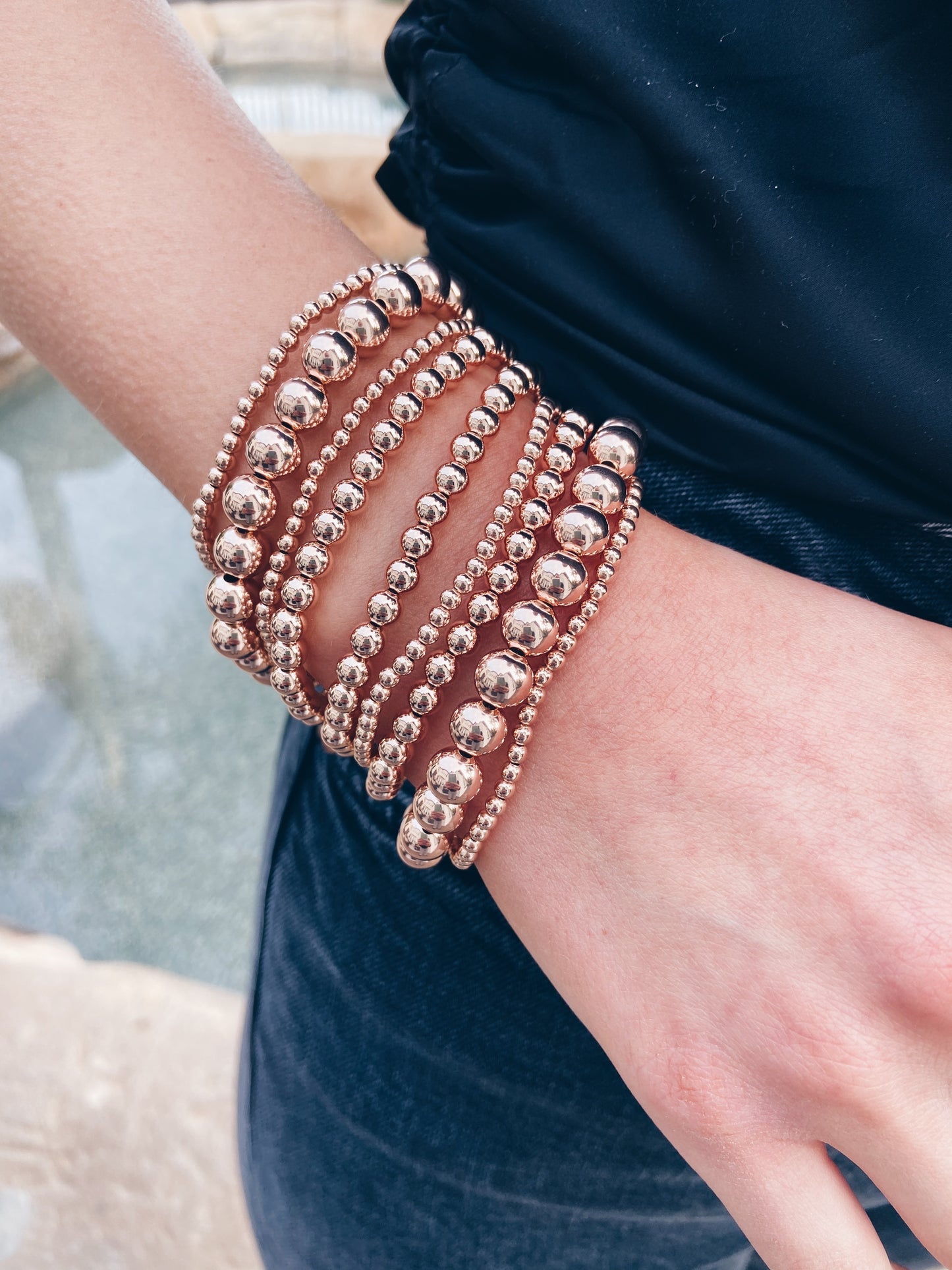 14k Rose Gold Filled Beaded Bracelet (+ bead sizes available)