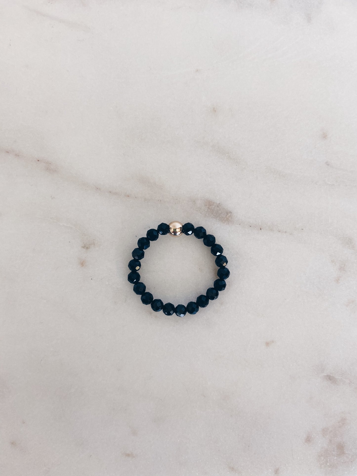 Black Spinel Beaded Ring