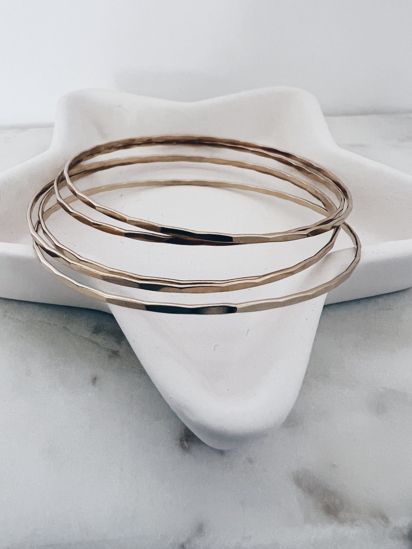 14k Gold Filled Hammered Bangle Bracelet
