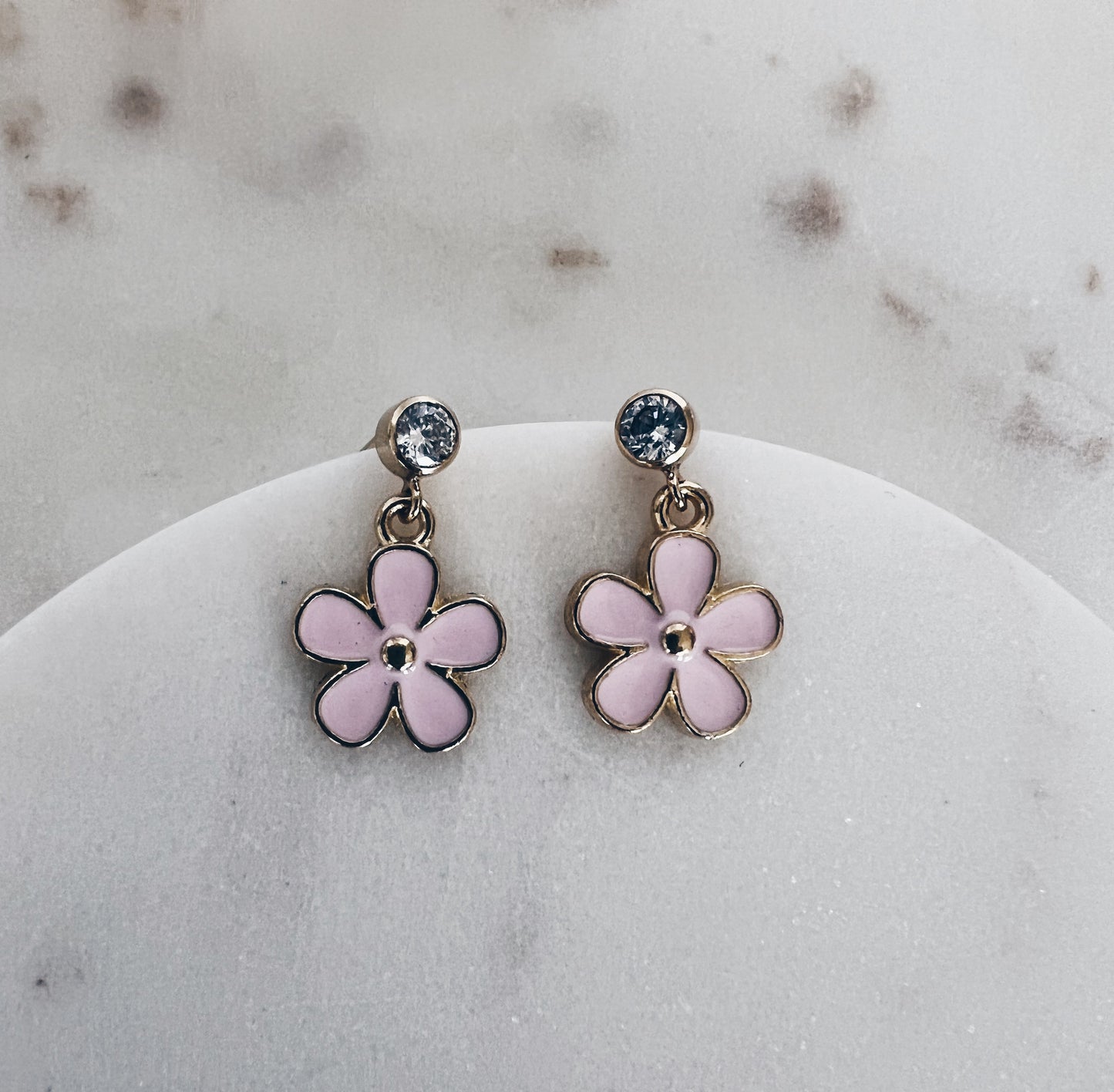 Enamel Daisy & CZ Earrings + More Colors