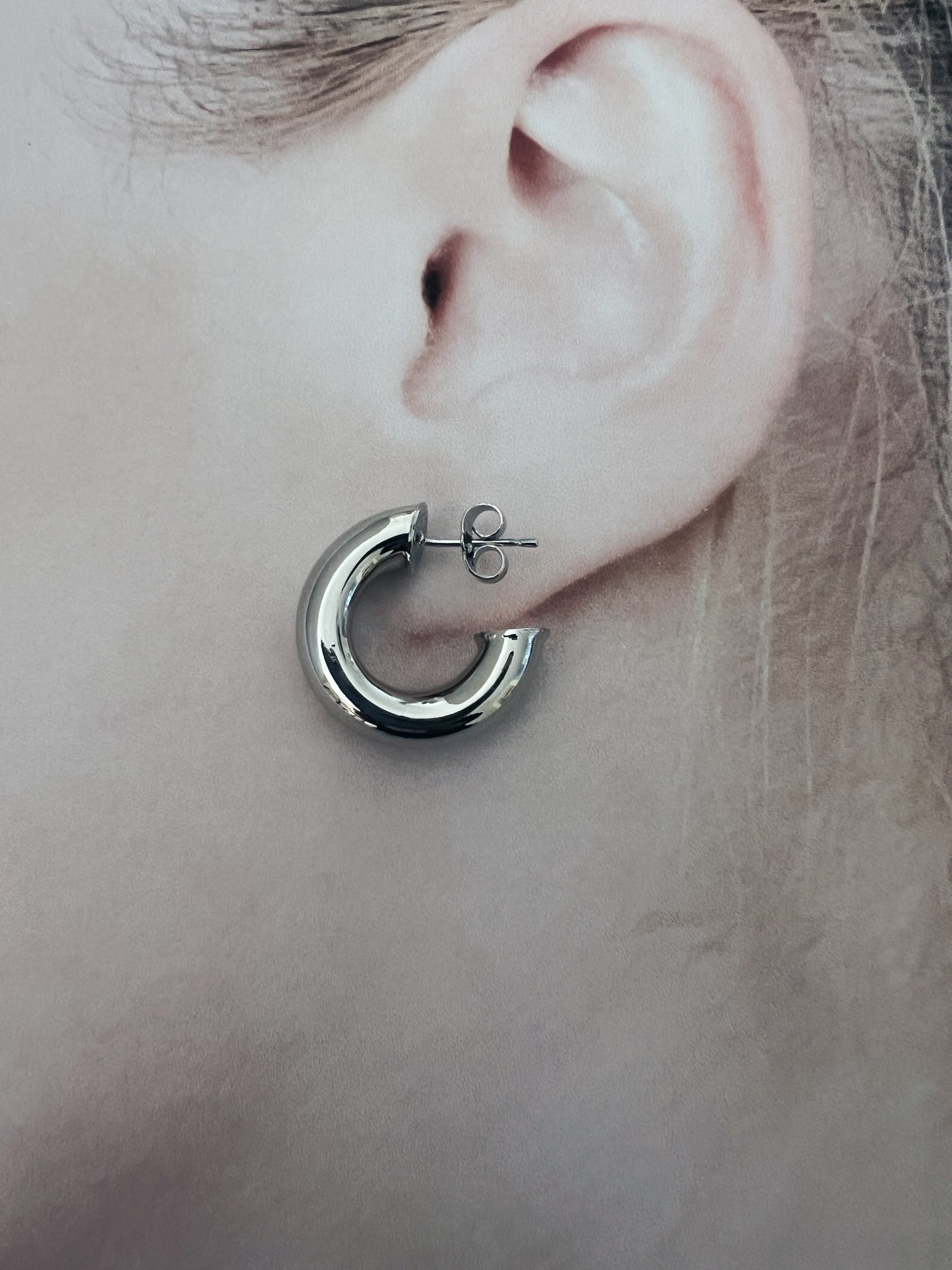 Chunky MINI Silver Hoops