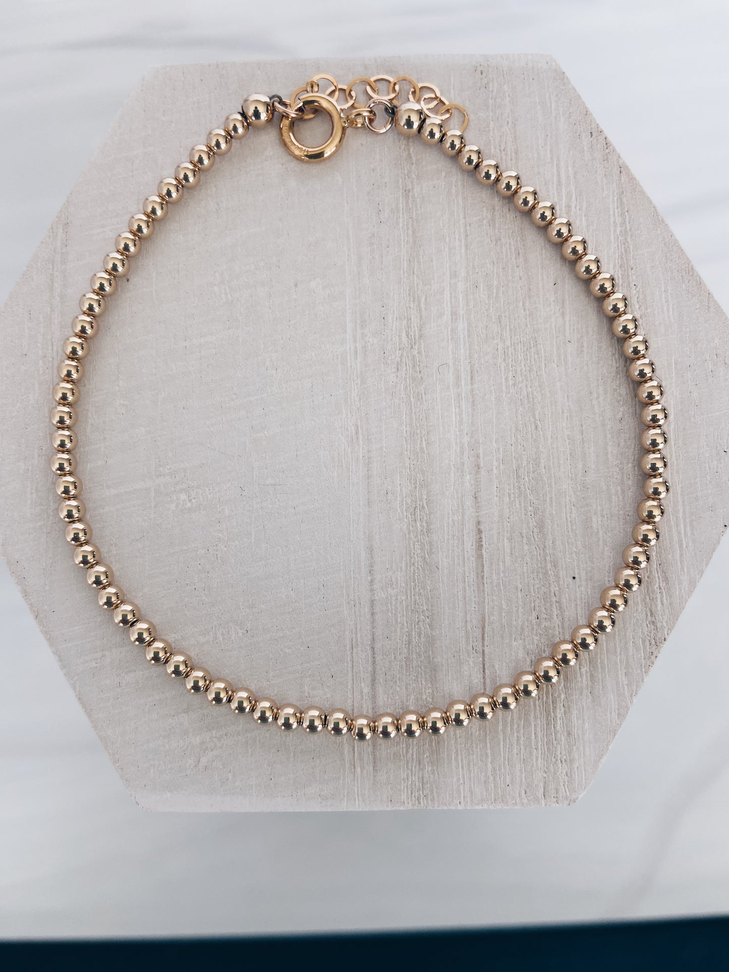 14k Gold Filled Beaded Anklet