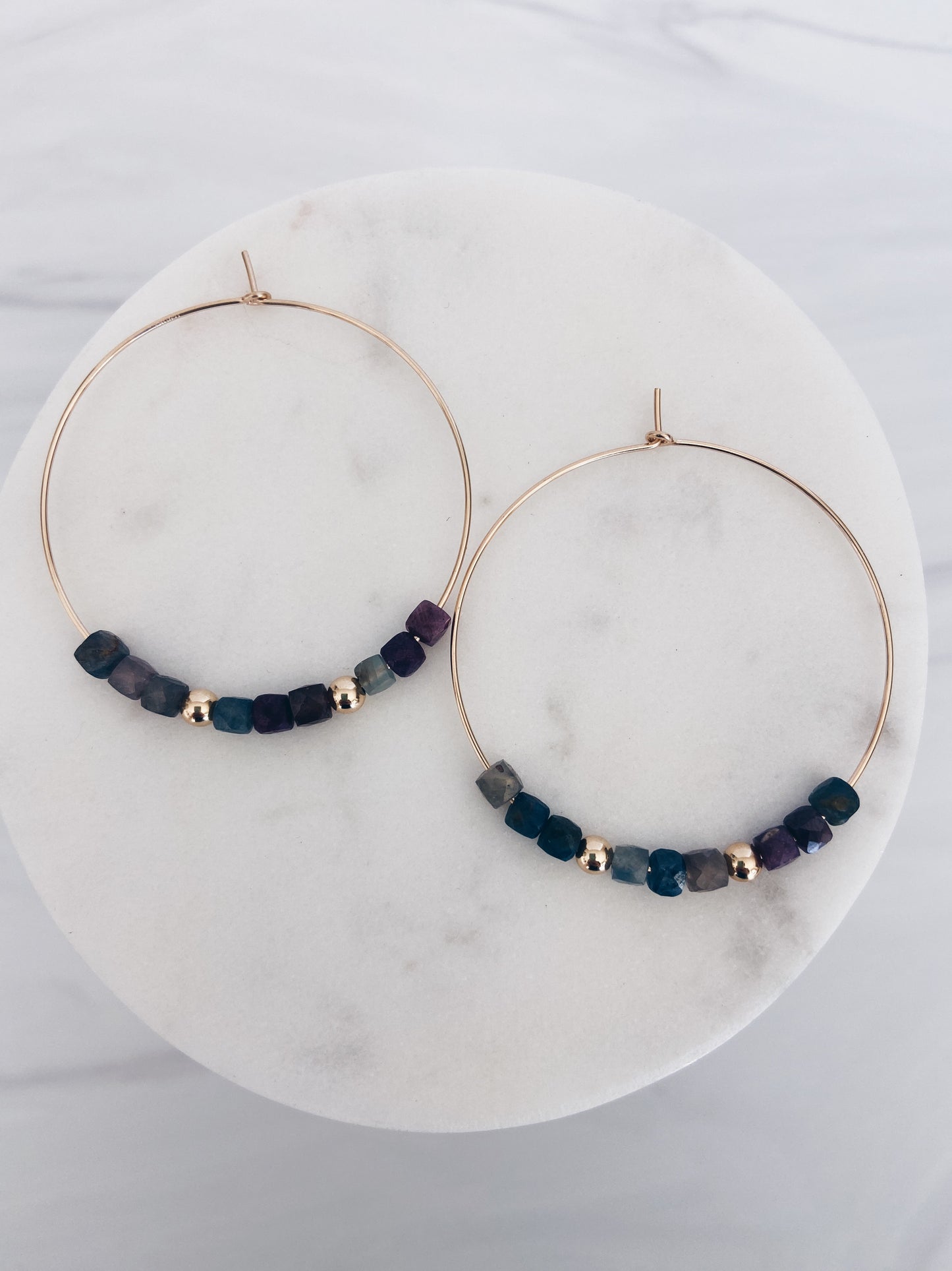 Square Gemstone Hoops + More Colors