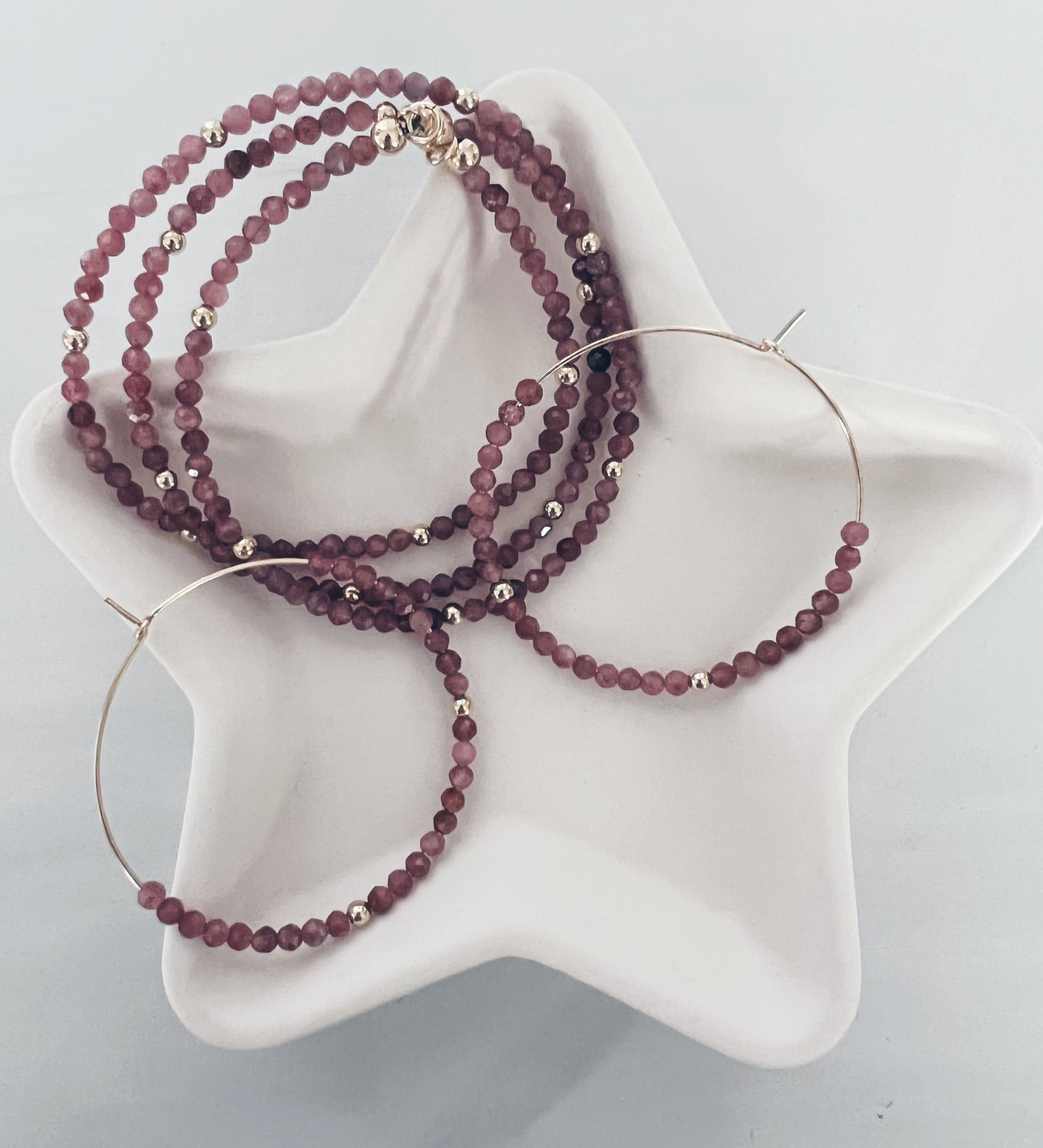 Pink Tourmaline Hoops