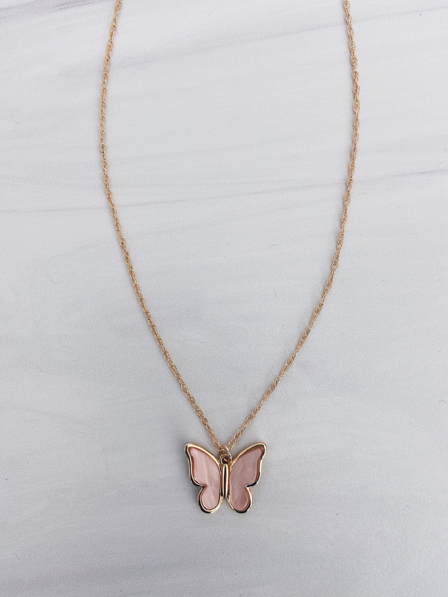 Pearlized Enamel Butterfly Necklace + More Colors
