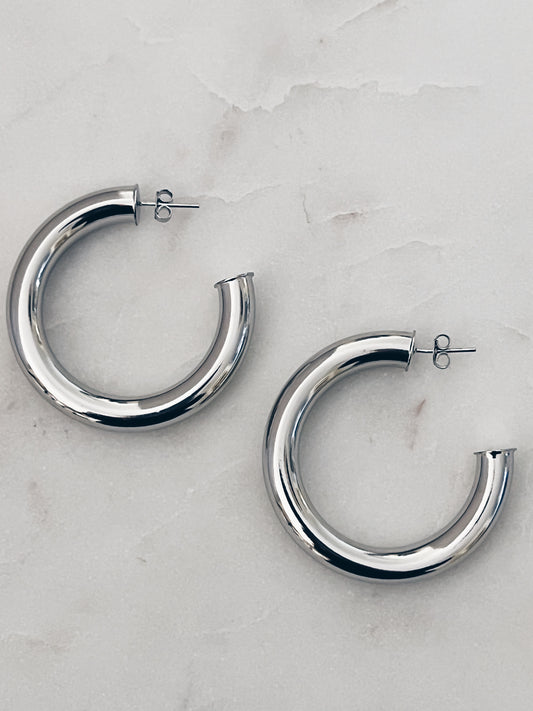 Chunky MEGA Silver Hoops